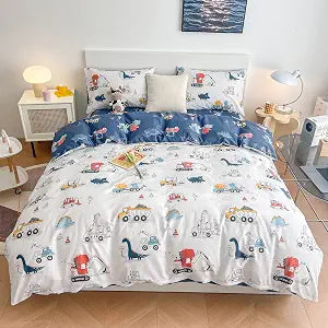 DIY Twin Cotton Cartoon Duvet Cover Set,Toddler Kids Bedding,No Comforter