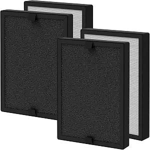 KF250 H13 True HEPA Replacement Filter Compatible with Kenmore 1200e Series PM2010 Air Cleaner Purifier, Part # KF250, 2 Sets (4pcs)