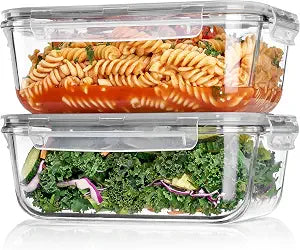 Vtopmart 2Pack 1860ml/63oz Large Glass Storage Containers With Lids, Grey