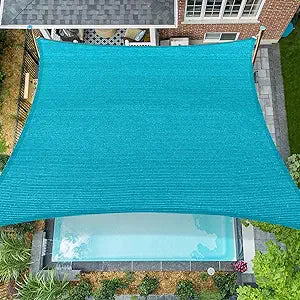 12'x16' Sun Shade Sail Rectangle Outdoor UV Block Square Canopy Sunshade Cover for Backyard Porch Pergola Deck Garden Patio, Turquoise