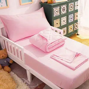 NTBAY Toddler Microfiber Bedding Set, 4 Piece, Pink