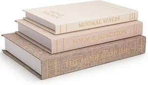 Decorative Books for Home Decor, Set of 3 Premium Linen Faux Books with Gold Foil, Hidden Storage Book Boxes for Coffee Table, Bookshelf & Shelf Decor