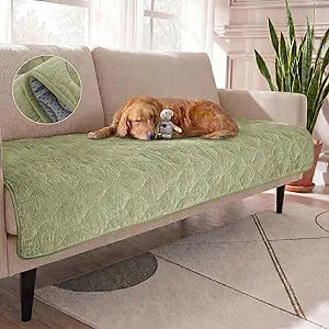 Turquoize Couch Cover for Dogs Washable Non-Slip Couch Covers for 3 Cushion Couch Sofa Pet Friendly Quilted Thick Chenille Sofa Slipcover Furniture Protector Covers for Pet, 36 x 82Inch, Green
