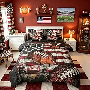 Feelyou Football Comforter Set Queen Size 7 Pcs Bedding Set Kids Boys Girls