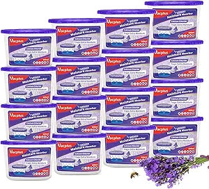 Vacplus Moisture Absorbers, 10.5 Oz Humidity Absorber Boxes Attracts Extra Moisture from Your Bathroom, Closet, Kitchen & Study, Dehumidifier, Odor Eliminator for Closet (Lavender Scent), 16 Packs