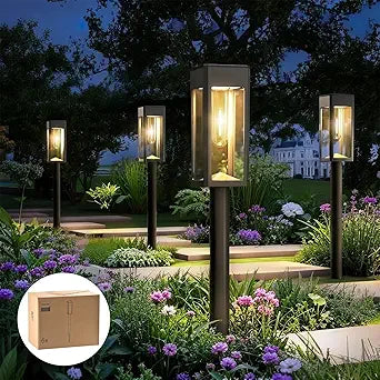 Philips 6 Packs Solar Pathway Lights Outdoor, Glass Metal Led Garden Landscape Lightings, 3000K Warm White, Waterproof for Decor Yard, Walkway, Patio, Driveway, Lawn