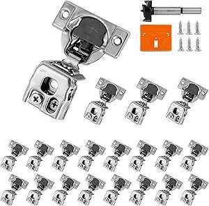 1-1/4 Inch Overlay Soft Close Cabinet Hinges, 20 Pack Slow Soft Close Hinges for Kitchen Cabinets Satin Nickel Hidden Self Closing Kitchen Cabinet Hinges for Cupboard