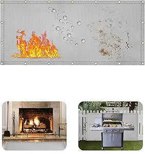 Heat Shield Behind Grill Grey Fireproof Cover and Screen Protect Deck Railing from Grill Heat Shield for Wood Stove, 3x6 Wall Protector for Fridge Waterproof BBQ Mat UV Resistant Privacy Screen