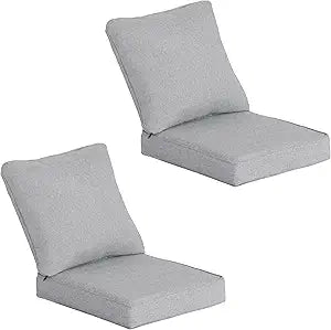 COZYVIDA Outdoor Deep Seat Cushion Set of 2,23.5" x 25"x5.1" Patio Cushions Resilient Foam Filling, Water-Resistant Stain-Resistant UV-Resistant 1000+ Hrs, Weather Resistant,YKK Zippers,Stone Gray