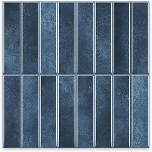 10 Sheets Thicker Design Peel and Stick Backsplash, Self Adhesive Wall Tiles, Stick on Backsplash for Kitchen and Bathroom, 11.8"x11.8", Deep Blue