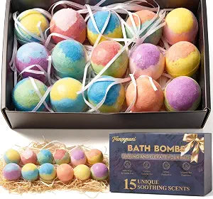 Bath Bombs for Women - 15 Pack Mini Bath Bombs Gift Set, 15 Unique Scents, Handmade Spa Fizzies with Essential Oils & Shea Butter, Individually Wrapped, Birthday Gifts for Mom, Wife, Her