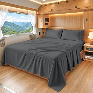 SGI bedding 100% Egyptian Cotton Sheets RV King Size 600 Thread Count Sheets Set, Soft, Cooling, 15" Deep Pocket, Luxury Hotel Bedding, Breathable, Durable - Dark Gray