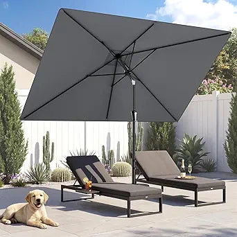 HOMSHADE 6.6 x 10 ft Rectangular Patio Umbrella Rectangle Umbrella Outdoor Patio, Large Outdoor Umbrellas for Patio Table with Tilting and Sun UV Protection for Pool, Deck, Market, Backyard