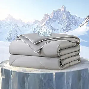 ELNIDO QUEEN Cooling Comforter for Hot Sleepers, Summer Cooling Blanket Queen Size for Night Sweats, Breathable All-Season Lightweight Blanket, (90x90 inchGrey