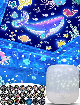 21 Sets of Films, Projector Night Light for Kids Bedroom, Baby Projector for Ceiling, Star Galaxy Night Lights with 360 Rotation Dimmable for Kids Baby Girls, Birthday, Christmas, Nursery, Room Decor