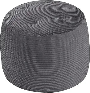 MeMoreCool Round Pouf Ottoman 20x15 Inch, Corduroy Footstool, Dark Grey