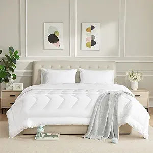 Duvet Insert Cotton Comforter Oversized King Size White Down Alternative Duvet Insert 100% Cotton Shell Fluffy Comforter Lightweight All Season 8 Corner Tabs Durable Breathable Noiseless