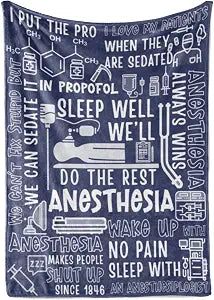 Huglanket Anesthesia CRNA Gifts for Men Women, Ideal Gift for Anesthesiologists on Birthday, Christmas - 50"x 65" Flannel Plush Throw