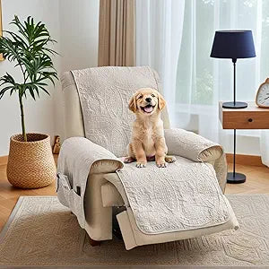 Quilted Recliner Chair Covers, Soft Lazy Boy Chair Covers, Water-Repellent Large Recliner Covers, Pet Friendly Chair Cover for Dogs Cats, Washable Furniture Sofa Cover (Recliner 30", Beige)