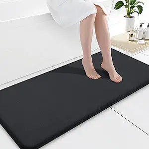 Smiry Memory Foam Bath Mat 59x20, Extra Soft and Absorbent Bathroom Mats, Non Slip Washable Carpet for Floor, Shower and Tub, Black