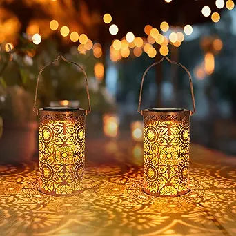 DIBIEECN Birthday Gifts for Women Mom Grandma Wife, Solar Lanterns Outdoor Waterproof, Metal Hanging Lights Garden Decor, LED Decorative Lantern for Patio Porch Backyard, Sunflower, 2 Pack