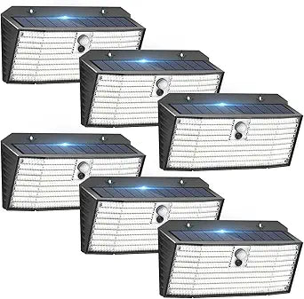 Upgraded Solar Lights Outdoor, 6 Pack 418 LED Motion Sensor Outdoor Lights, 3 Modes Security Light, IP65 Waterproof Solar Powered Wall Light for Outside Yard Garage Deck Fence