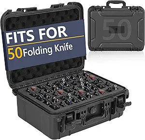 50 Folding Knife Case - Waterproof Knife Storage Organizer Case, Pocket Knife Holder Fits 50 Folding Knives, Swiss Army Knives & Butterfly Knives & More