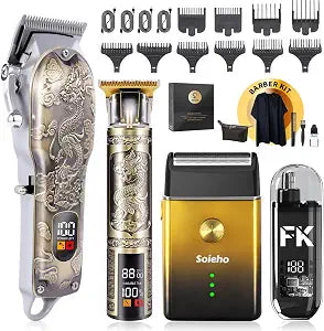 Hair Clipper for Men Set Cordless Electric Hair Clipper T-Shaped Beard Trimmer Nose Hair Trimmer Electric Shaver Professional Haircutting and Beauty Kit