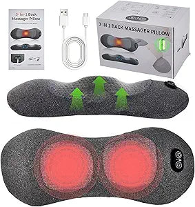 3-in-1 Rechargeable Smooth Spine Triple Fusion Back Massager | Sciatica Pain Relief Devices for Pain Relief Deep Tissue with Heat, Massage, Traction for Sleeping, Office, Car, Home