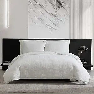 Vera Wang - Comforter Set, Luxurious Bedding Set with Matching Shams, Grid Pattern Design, Chic Room Essentials (Bark Texture White, King)