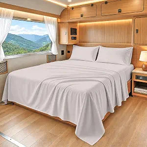 SGI bedding 100% Egyptian Cotton Sheets RV King Size 600 Thread Count Sheets Set, Soft, Cooling, 15" Deep Pocket, Luxury Hotel Bedding, Breathable, Durable - Light Grey