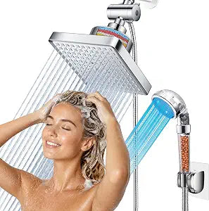 6" Filtered Rain Shower Head with Filter LED Temperature Handheld Combo