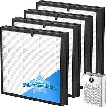 4 Pack HAP603 Replacement Filter Compatible with ECOSELF HAP603 / HAP603WF Air Purifier, 3-in-1 HAP603 Replacement Filterfor Home Large Room with Smart Mode, # RFHAP603 White