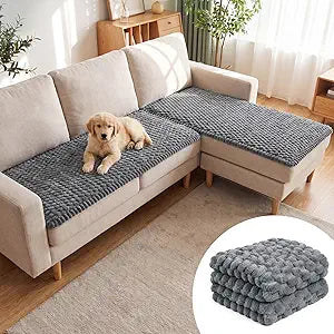 Mifoci 2 Pack Pet Couch Covers for Dogs, Non Slip Fuzzy Sofa Protector for 3 Cushion Couch, Washable Boho Chenille Furniture Cover, Soft Dog Mat for Sectional, Loveseat(27.6" X 59", Dark Gray)