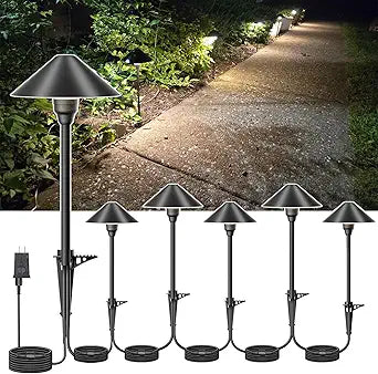 Low Voltage Pathway Lights with Timer, 4H/6H/8H Auto On/Off Low Voltage Landscape Lighting 3000K Waterproof Landscape Path Lights for Flower Bed Backyard Walkway Driveway, Set of 6