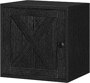 FUSUNBAO Magic DIY Cube Storage Organizer Stackable Cubes for Home Books Clothes Toy-Modular Cubby Storage System-Office Cubical-Bookcase Closet (Black, Door Cube)