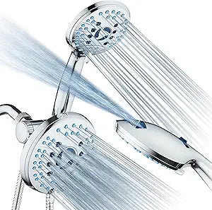 Hotel Spa AquaCare As-Seen-On-TV High Pressure Handheld & Rain 50-mode 3-way Shower Head Combo with Anti-clog Jets, 2-mode Tub & Pet Power Wash, Extra Wall Bracket, 6 ft. Hose, All Chrome Finish