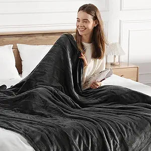 Electric Blanket Queen Heated Blanket Queen Size 84''X90'' - Soft Plush Flannel with Dual Controllers, 5 Heating Level & 10 Hour Auto Off, ETL Certified, Warm Gifts for Grandma(Charcoal Grey)