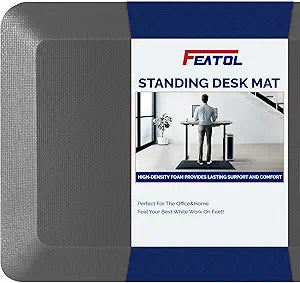 FEATOL Anti Fatigue Mat for Standing, 9/10 Extra Thick Ergonomic Standing Desk Mat, Comfort Memory Foam Standing Mat at Home,Office All Day (20" x 39", Gray, 1PC)