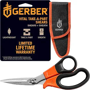 Gerber Vital Take-Apart Poultry Kitchen & Hunting Shears, Serrated, Orange