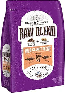 Stella & Chewy's Raw Blend Premium Kibble Cat Food Grain Free, Protein Rich Meals Wild-Caught Fish Recipe 5 lb. Bag