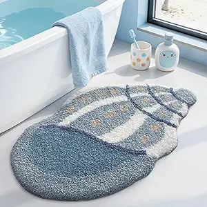 LUMI Beach Bathroom Rugs, Non Slip Bath Mat Ultra Soft Washable Absorbent Quick Dry, Ocean Sea Theme Bath Rug with Conch for Shower Floor, Kitchen Decor, Kids Room, 20"x34"