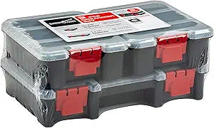 3-Pack Organizer Set Small Parts Storage Boxes with Removable Dividers 1 Medium & 2 Mini Hardware Cases for Screws, Bolts, Crafts Durable Nylon Toolbox for Garage or Travel Use