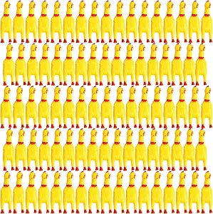 Libima 150 Pcs 6.3 Inch Squeaky Rubber Chicken Bulk, Mini Funny Screaming Chicken for Dogs, Pets and Party Favors, Stress Relief and Reduce Separation Anxiety (Yellow)