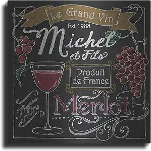'Wine Chalkboard I' by Fiona Stokes-Gilbert Metal Wall Art, 12" x 12"