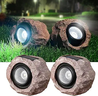 Timeflies Solar Rock Lights Outdoor, 2 Pack Super Bright Solar Spot Lights Outdoor IP65 Waterproof Solar Yard Lights, Auto On/Off Garden Decor for Outside Paths, Sidewalks, Yards, Landscapes, Patios