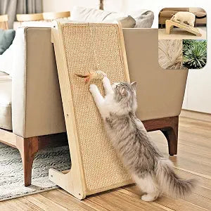 PETKARAY Cat Scratcher, Cat Sisal Scratching Ramp, L Shape Cat Scratch Pad for Indoor Cats, Wall Furniture Protector with Catnip Large