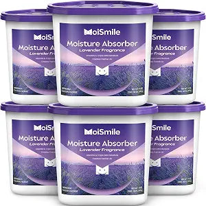 Large Moisture Absorber Buckets, 6 Pack, 14 oz Each, Lavender Scent