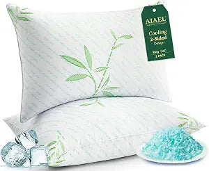 AIAEL Bed Pillows Queen Size Set of 2, Cooling Memory Foam Pillows for Sleeping, Hotel Quality Supportive Printed Pillow for Side Back Stomach Sleepers, Breathable & Soft