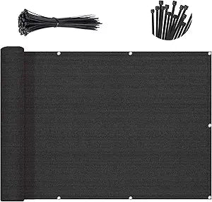 Sunny Guard Customized 3'x13' Black Balcony Privacy Screen,90% Shade Apartments Fence Cover,Heavy Duty Mesh Windscreen for Deck,Outdoor,Backyard,Patio